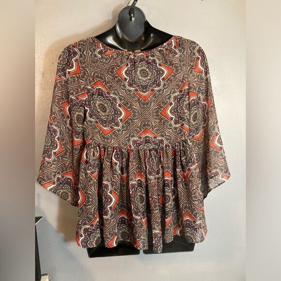 AB Studio red&purple sheer blouse - Picture 6 of 6